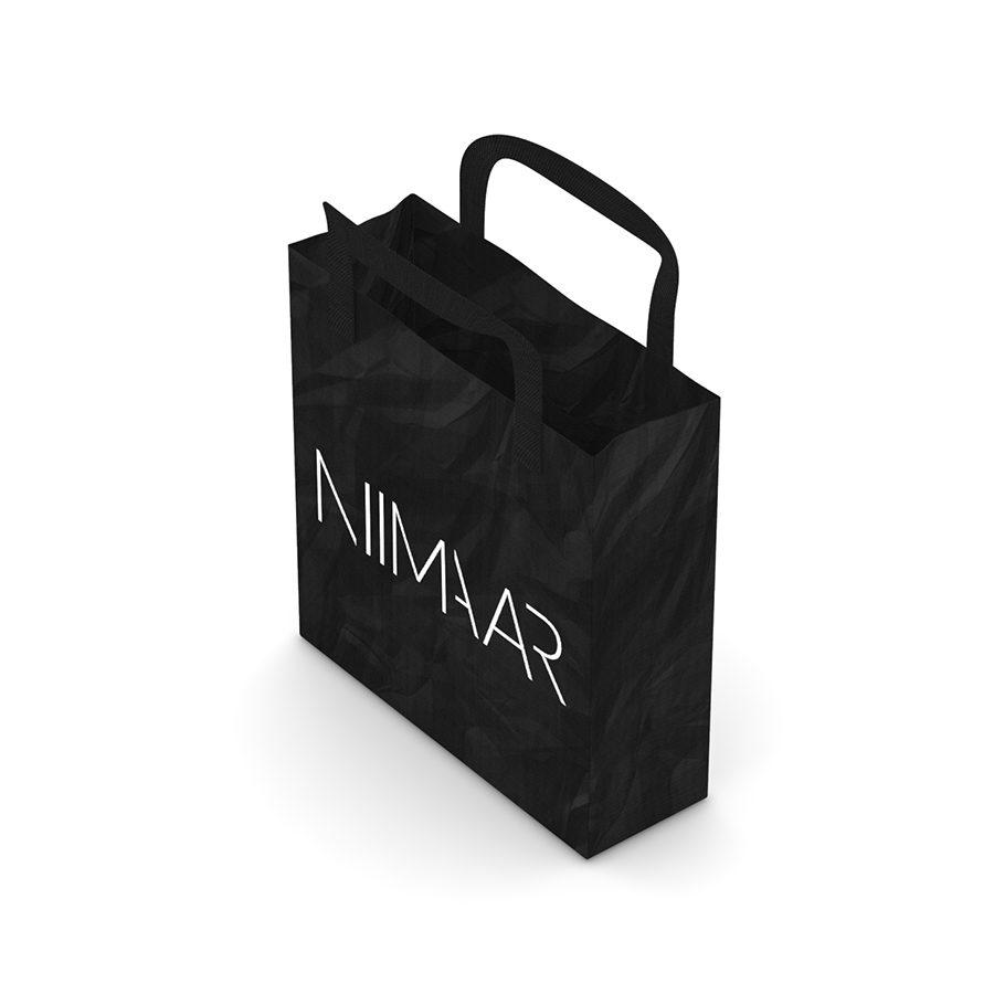 Black recycling bag with Niimaar logo